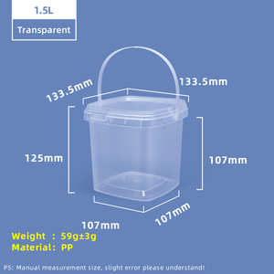 Cubo de almacenamiento de plástico PP de calidad alimentaria cuadrado de 1,5 l