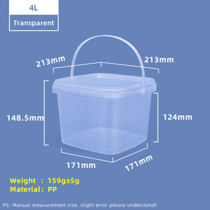 Cubo de almacenamiento de plástico PP de grado alimenticio cuadrado de 4L