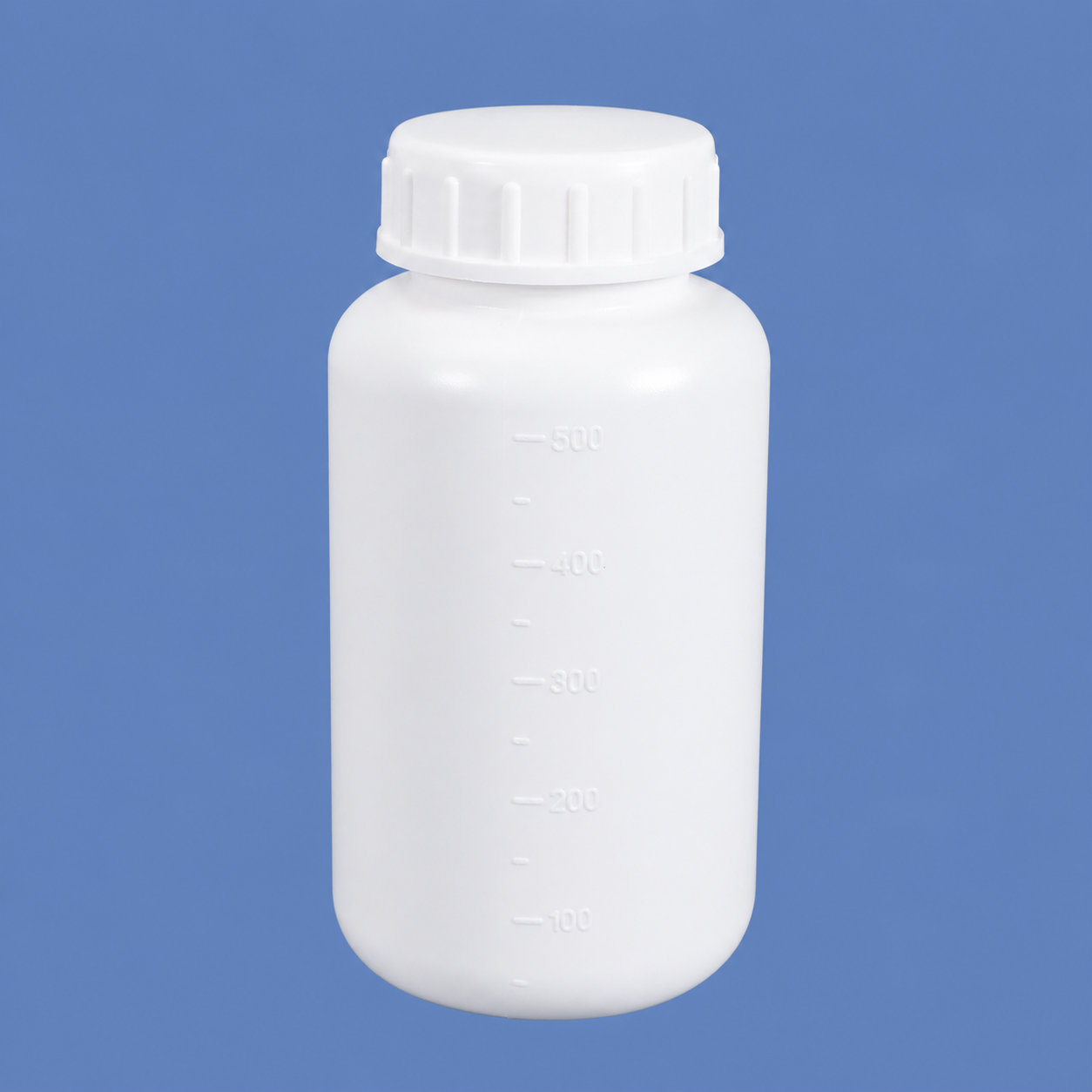 Botella de plástico de boca ancha de HDPE de 500 ml con tapa interna de línea de escala a prueba de fugas