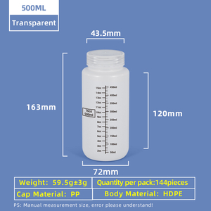 Botella de reactivo de HDPE de 500 ml y 16 oz con tapón de rosca