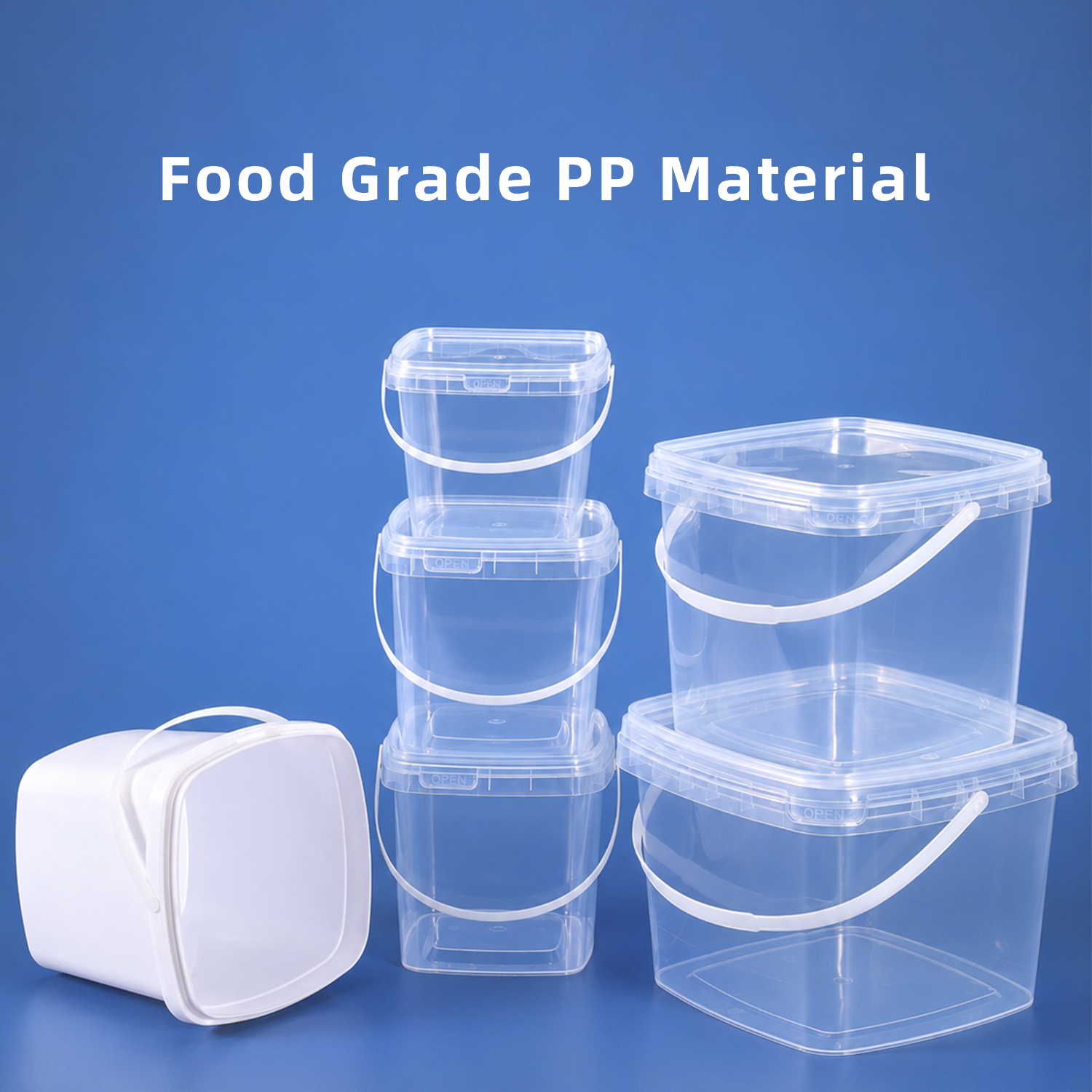Cubo de almacenamiento de plástico PP de grado alimenticio cuadrado de 3L