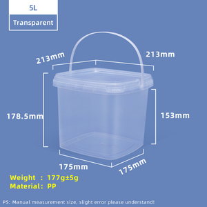 Cubo de almacenamiento de plástico PP de grado alimenticio cuadrado de 5 litros