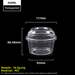 Vaso de plástico PET transparente de 12 oz y 450 ml