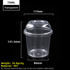 Vaso de plástico PET transparente de 24 oz y 770 ml