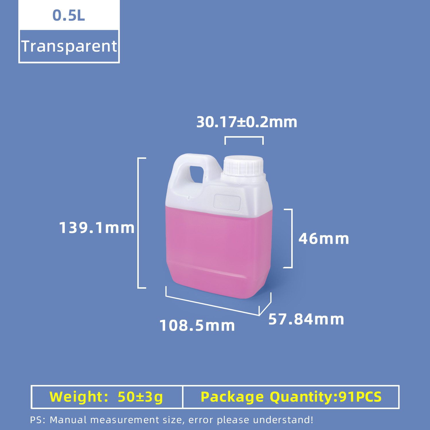 jarros del estilo de 500ml F bidón plástico del vino del HDPE de la categoría alimenticia de 0,5 litros